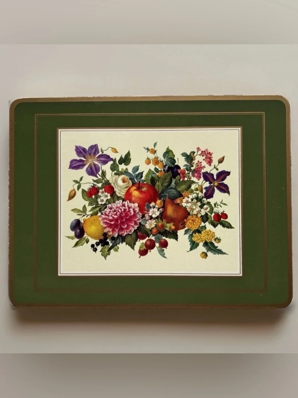 Pimpernel Vintage Botanical Meissen Floral Fruit Cork Backed Placemats Set of 4